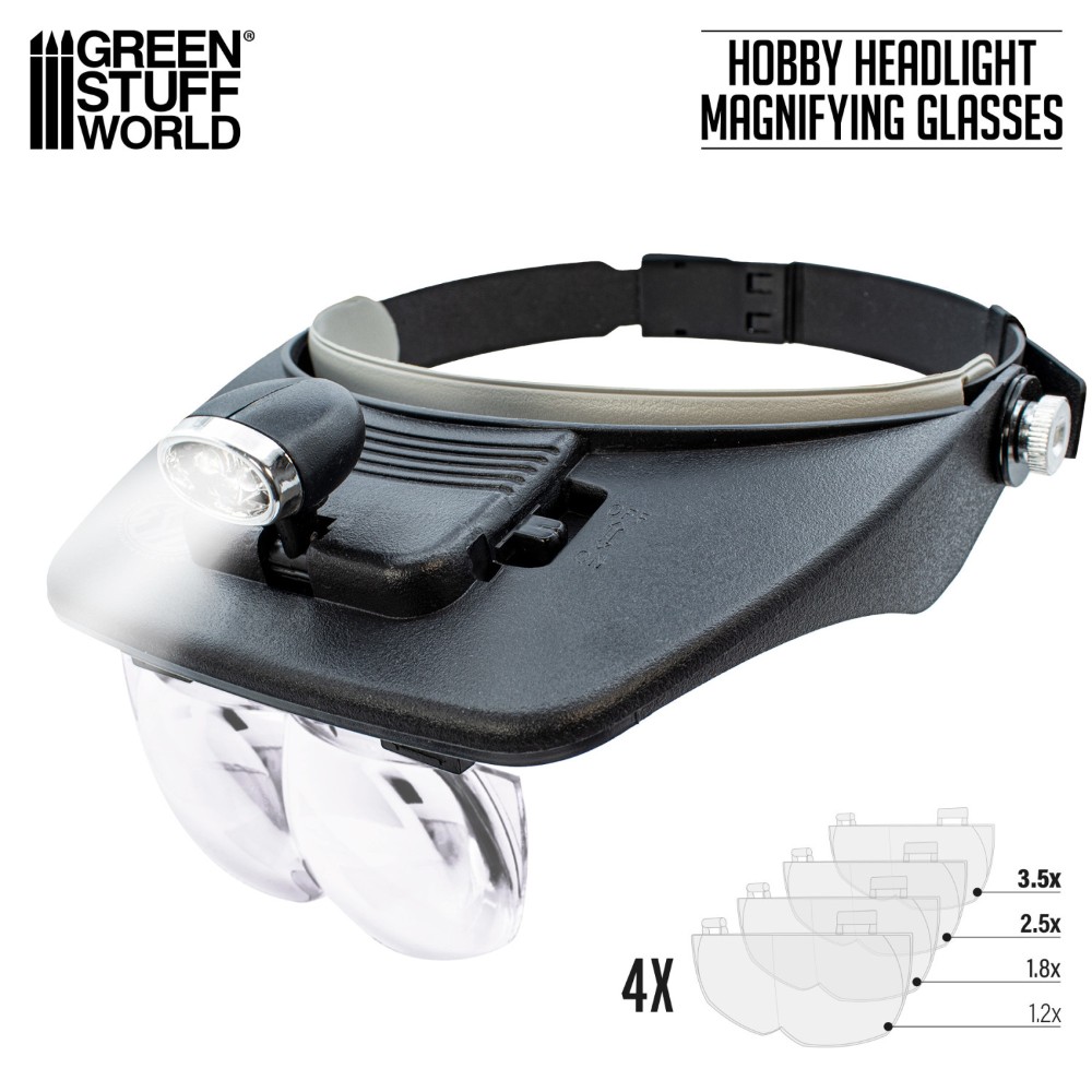 Fejre szerelhető nagyító LED világítással Green Stuff World